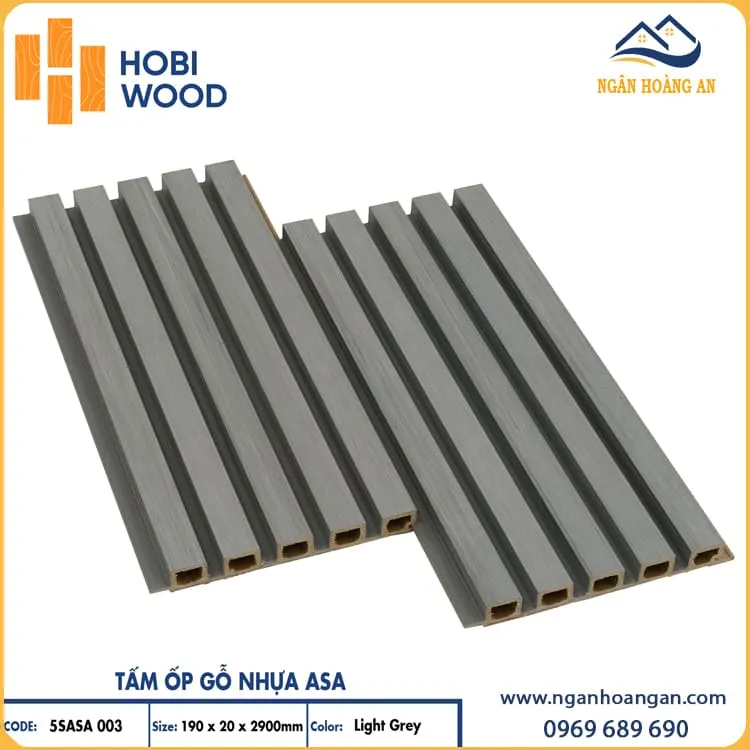 Tấm Ốp Lam Sóng Ngoài Trời Phủ ASA Hobiwood 5SASA 003 Light Grey
